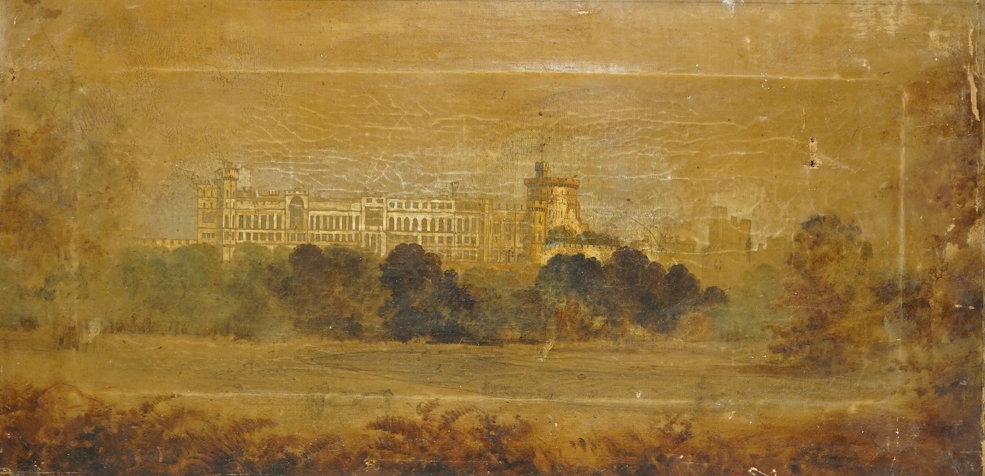 English school, 19th century, ‘Windsor Castle’, unsigned, oil on canvas, unframed, 33 x 66cm